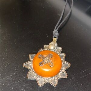 Vintage African Amber Tribal Necklace Pendant